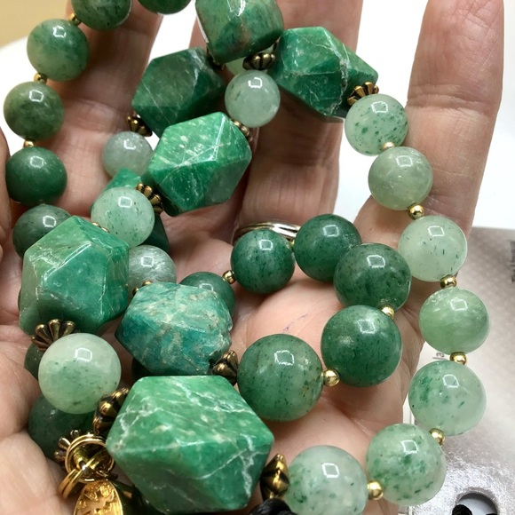 🌺RARE Vintage Amazonite & Aventurine Necklace - Picture 13 of 16